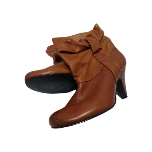 Steve Madden Jess Slouch Ankle Boots 3" Mid Heels 7.5M Brown Pull-On Boho Chic - Picture 2 of 15